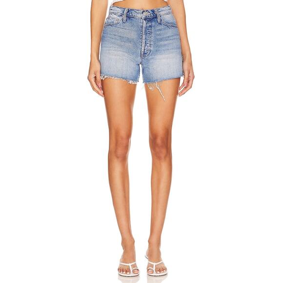 Mother The Skipper Frayed Raw Hem Denim Shorts Leap At The Chance Blue 30 - Picture 1 of 16